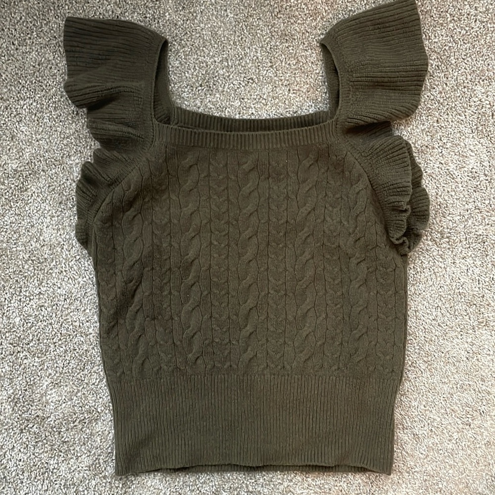 Square Neck Sweater Vest with Ruffles - Picture 3 of 8